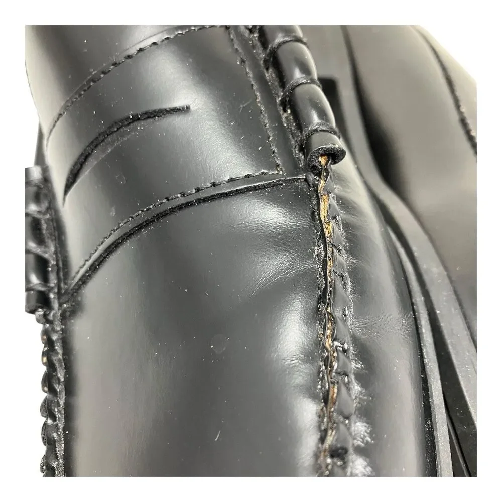 J Crew Camden Penny Loafers Mens 10.5 Black Leather Career Wedding Shoes AV166